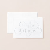 Handgeschriebener Happy Birthday Text mit Schnörke Folienkarte (Vorderseite mit Umschlag)