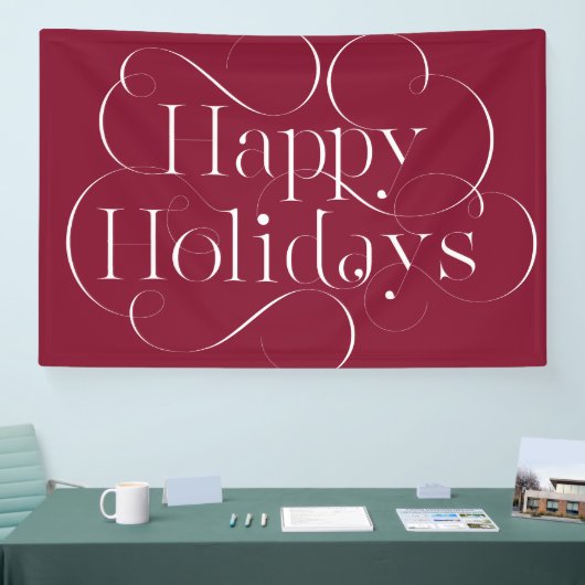 Handgeschriebener Happy Holidays Text mit Schnörke Banner (Messe)