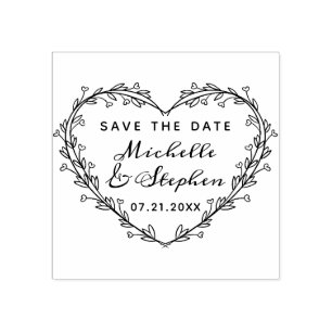 Handgeschriebener Herzkranz Save the Date Gummistempel