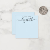 Handgeschriebener Hinweis aus dem hellblauen Skrip Mitteilungskarte (Vorderseite/Rückseite Beispiel)