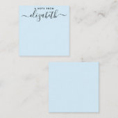 Handgeschriebener Hinweis aus dem hellblauen Skrip Mitteilungskarte (Vorne/Hinten)