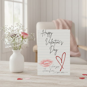 Handgeschriebener Hinweis zum Valentinstag Feiertagskarte