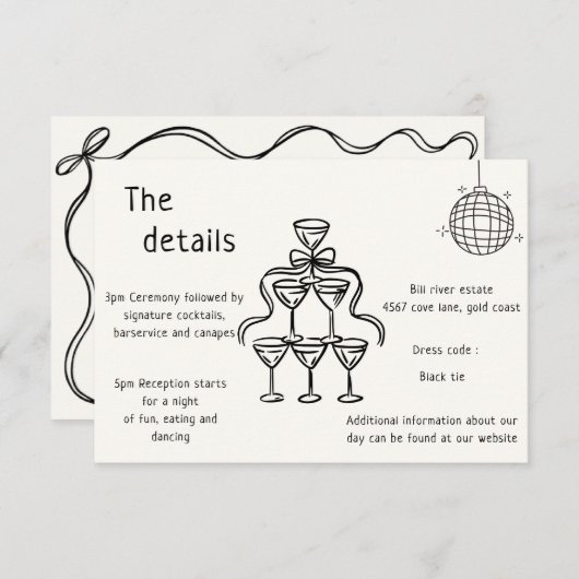 Handgeschriebener Hochzeitstichtag QR-Code Details Einladung (Vorne/Hinten)