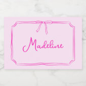 Handgeschriebener Individuelle Name Bow Mini Champ Schaumweinetikett (Einzelnes Label)