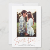 Handgeschriebener Kupfer-Rose-Gold-Marmor Save the Date (Vorderseite)