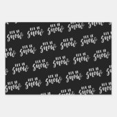 Handgeschriebener Lass es Schneeflocken Schwarze u Geschenkpapier Set (Vorderseite 2)