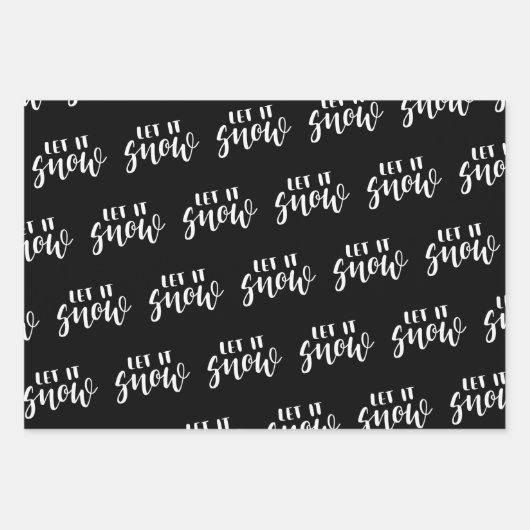 Handgeschriebener Lass es Schneeflocken Schwarze u Geschenkpapier Set (Vorderseite 2)
