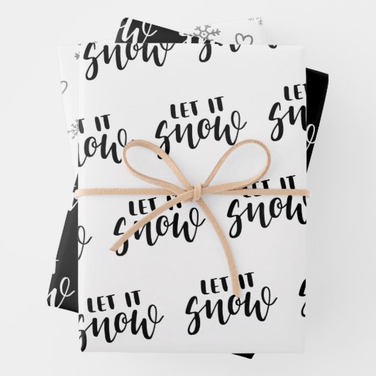 Handgeschriebener Lass es Schneeflocken Schwarze u Geschenkpapier Set (Beispiel)
