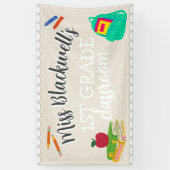 Handgeschriebener Lehrername Unterrichtsraum bemal Banner (Vertikal)