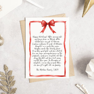 Handgeschriebener Letter Red Ribbon Weihnachtsfoto Feiertagskarte