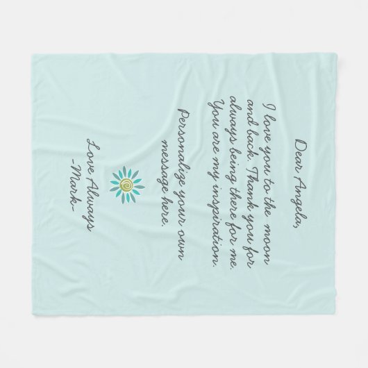 Handgeschriebener Liebe oder angepasste Nachricht Fleecedecke (Vorderseite (Horizontal))