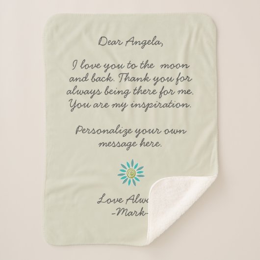 Handgeschriebener Liebe oder angepasste Nachricht Sherpadecke (Vorderseite)