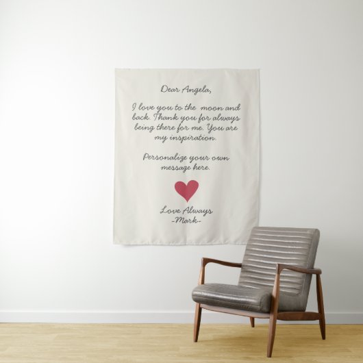 handgeschriebener Liebe oder anpassbare Nachricht  Wandteppich (Beispiel)