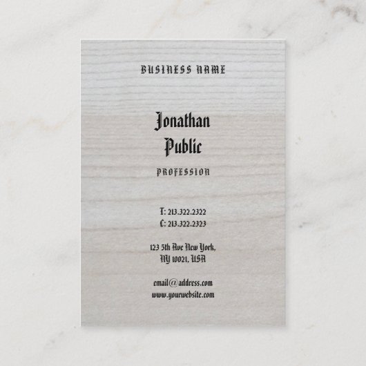Handgeschriebener Luxus Premium Dick aus Holz Visitenkarte (Rückseite)