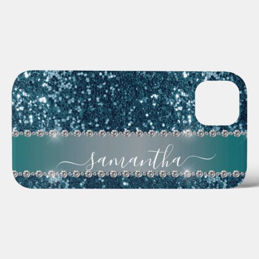 Handgeschriebener Name Blau aquamariner Diamant Gl Case-Mate iPhone Hülle (Rückseite (Horizontal))