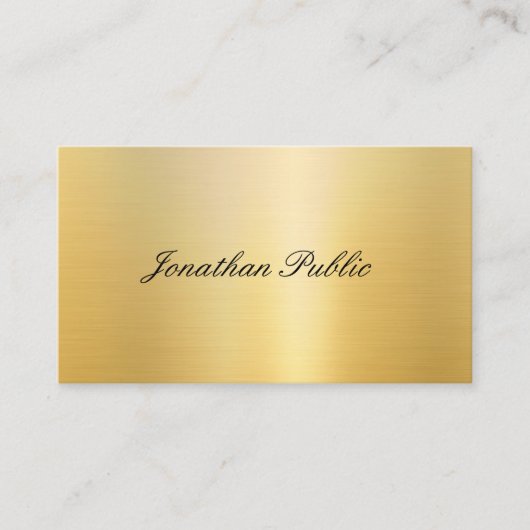 Handgeschriebener Name Elegante Imitat Gold Modern Visitenkarte (Vorderseite)