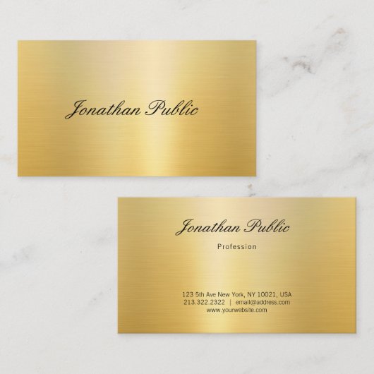 Handgeschriebener Name Elegante Imitat Gold Modern Visitenkarte (Vorne/Hinten)