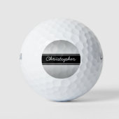 Handgeschriebener Name für Schwarz und Silber Golfball (Vorderseite)