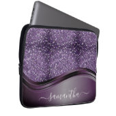 Handgeschriebener Name Glam Lila Metal Glitzer Laptopschutzhülle (Vorne Rechts)