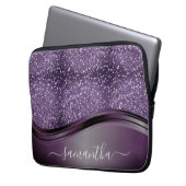 Handgeschriebener Name Glam Lila Metal Glitzer Laptopschutzhülle (Vorderseite Links)
