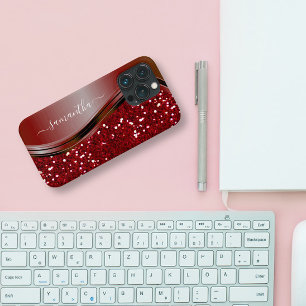 Handgeschriebener Name Glam Red Metal Glitzer 12 Case-Mate iPhone Hülle