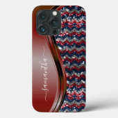 Handgeschriebener Name Glam Rot-Blau-Glitzer Case-Mate iPhone Hülle (Rückseite)