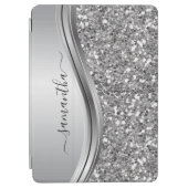 Handgeschriebener Name Glam Silver Metal Glitzer iPad Air Hülle (Vorderseite)