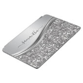 Handgeschriebener Name Glam Silver Metal Glitzer iPad Air Hülle (Seitenansicht)