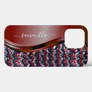 Handgeschriebener Name Glamour Rot Weiß Blau Glitt Case-Mate iPhone Hülle
