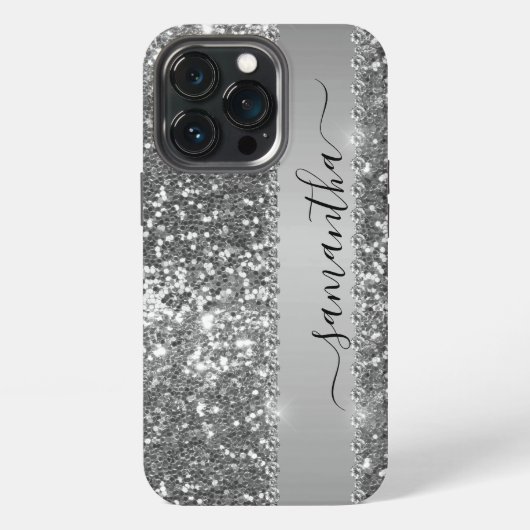 Handgeschriebener Name Graphit Diamant Glitter Loo iPhone Hülle (Hinten)