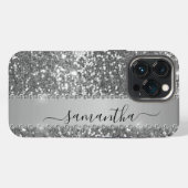 Handgeschriebener Name Graphit Diamant Glitter Loo iPhone Hülle (Rückseite (Horizontal))