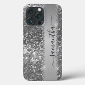 Handgeschriebener Name Graphit Diamond Glitzer Loo Case-Mate iPhone Hülle (Rückseite)