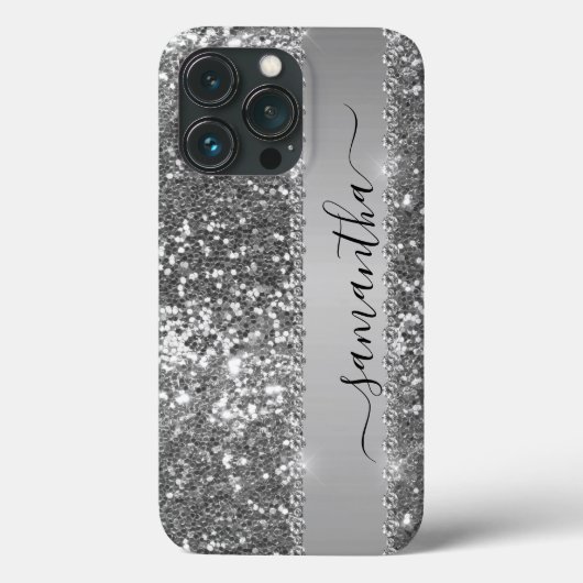 Handgeschriebener Name Graphit Diamond Glitzer Loo Case-Mate iPhone Hülle (Rückseite)