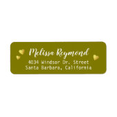 Handgeschriebener Name mit goldenen Herzen Oliven (Vorne)