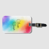 Handgeschriebener Name Moderne Trendy Rainbow Colo Gepäckanhänger (Vorderseite (Horizontal))