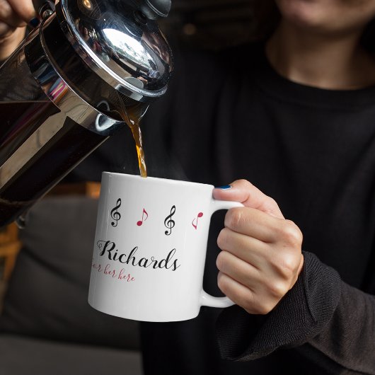 Handgeschriebener Name + Musiknoten + benutzerdefi Kaffeetasse