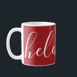 Handgeschriebener Name Persönliche Umarmung Cranbe Kaffeetasse<br><div class="desc">Eine wunderschöne zweifarbige Tasse mit einem individuelle Name in einem modernen,  eleganten Drehbuch-Schriftart. In einer herrlichen Cranberry rot und weiß. Wunderbar als Urlaub,  Geburtstag,  Hauswärme oder Brautmagazin.</div>