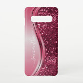 Handgeschriebener Name Pink Girly Metal Glitzer s1 Samsung Galaxy Hülle (Rückseite)