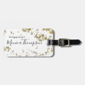 handgeschriebener Name + plattierte Goldpunkte fem Gepäckanhänger (Vorderseite horizontal)