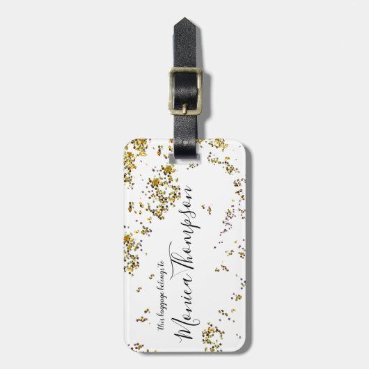 handgeschriebener Name + plattierte Goldpunkte fem Gepäckanhänger (Vorderseite vertikal)