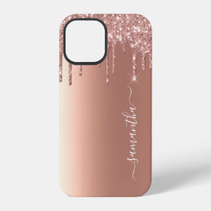 Handgeschriebener Name Rose Gold Metall Glitter Lo iPhone 12 Hülle