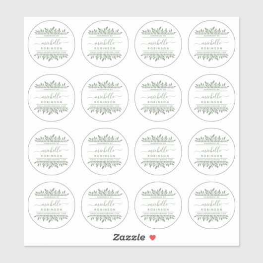 Handgeschriebener Name Sage Green Botanical Handma Aufkleber (Blatt)