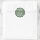 Handgeschriebener Name Sage & White Botanic Handma Runder Aufkleber (Tasche)