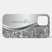 Handgeschriebener Name Silver Metal Glitzer 12 Case-Mate iPhone Hülle (Rückseite (Horizontal))