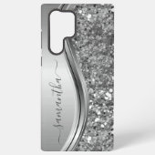 Handgeschriebener Name Silver Metal Imitats Glitze Samsung Galaxy Hülle (Rückseite)
