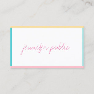 Handgeschriebener Name Text Moderne Vorlagenfarben Visitenkarte