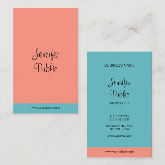 Handgeschriebener Name Trending Modern Elegante Visitenkarte (Vorne/Hinten)