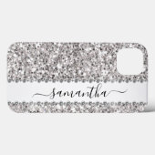 Handgeschriebener Name White Diamond Glitzer Look Case-Mate iPhone Hülle (Rückseite (Horizontal))