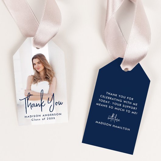 Handgeschriebener Navy Script Abschluss Vielen Dan Geschenkanhänger