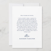 Handgeschriebener Navy-Script-Foto-Abschluss Dankeskarte (Rückseite)